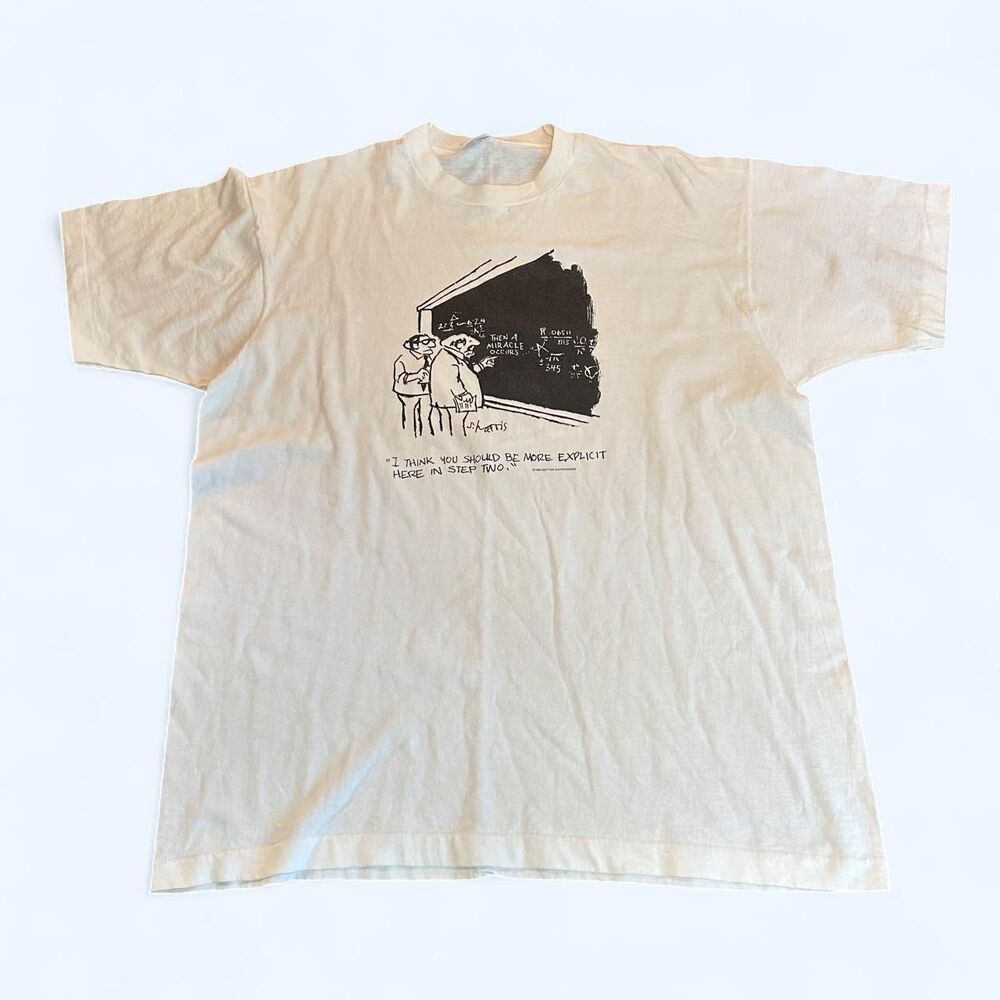1985 Single Stitch Fruit of the Loom Sidney Harris Scientist Cartoon T-shirt
